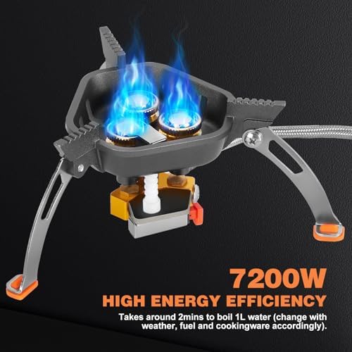 WADEO Camping Cookware Mess Kit with 7200W Camping Stove, 14PCS Non-Stick Camping Pot Pan Set with Stainless Steel Fork Knive Spoon for Camping Backpacking Hiking Outdoor Cooking and Picnic - Image 2