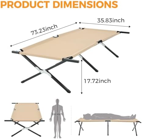 OLIXIS Camping Cot, Folding Cot, Guest Bed 73x35.8x17.7IN - Image 4