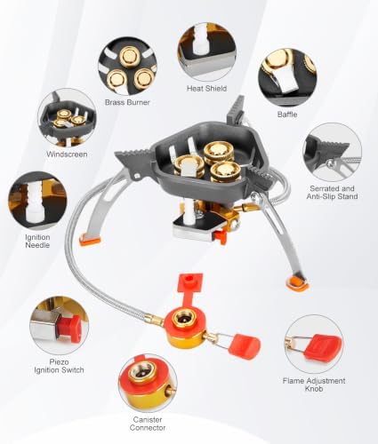 WADEO 7200W Windproof Camp Stove, Camping Gas Stove with Piezo Ignition - Image 5