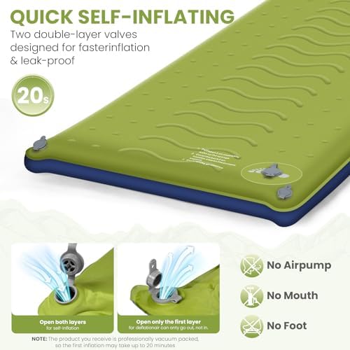 TEKIK Self Inflating Memory Foam Sleeping Pad with Pillow for Camping - Image 5