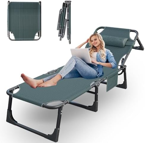 Folding Camping Cot for Adults,Adjustable Sleeping Cot with Mattress by Unknown