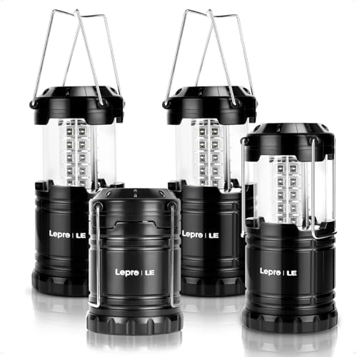 Lepro LED Camping Lanterns Battery Powered, Collapsible, IPX4 Water Resistant, Outdoor Portable Lights for Emergency, Hurricane, Storms and Outages by Lepro