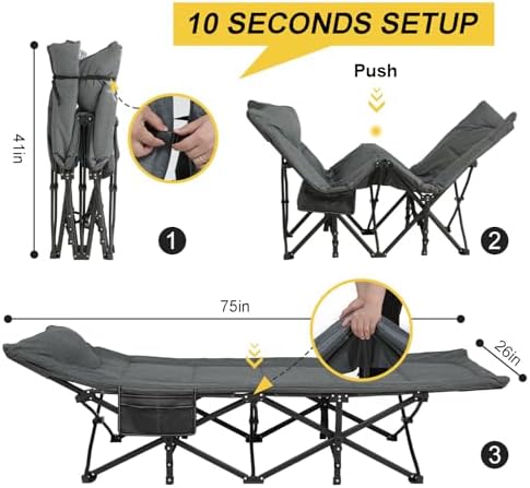 ATORPOK Folding Camping Cot for Adults with Cushion and Pillow - Image 5