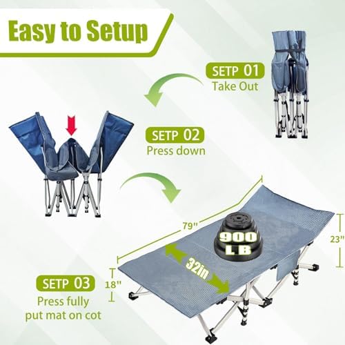 Oversized XXL 2 Pack Camping Cot, 32In Cots for Sleeping with Mattress - Image 2