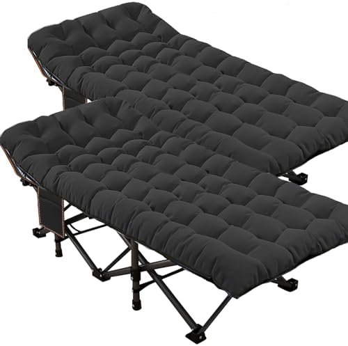DoCred Oversized XXL Folding Camping Cot with Mattress, 2 Pack 32" Wide Cot by DoCred