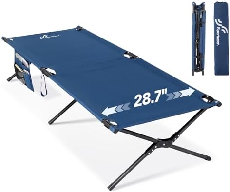 Sportneer Camping Cot, Military Cot Portable Camping Cots for Sleeping 78.3"x28.7"x14.6" Heavy Duty Folding Bed for Adults Teen Outdoor Travel Camping Tent Lounge Office Support 330 Lbs by Sportneer