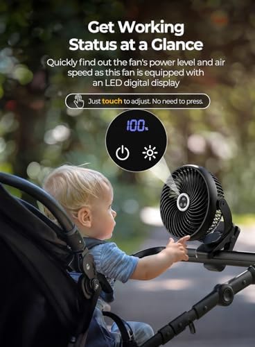 Koonie 8'' 10000mAh Portable Clip on Fan with LED Lantern and Hook - Image 4