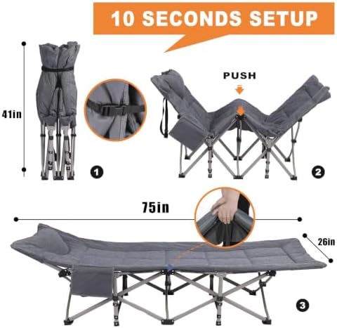 10-Leg Heavy Duty Camping Cot for Adults with Mattress - Image 2