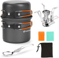 Odoland Camping Cookware Mess Kit, Lightweight Pot Stove Spork Set by Odoland