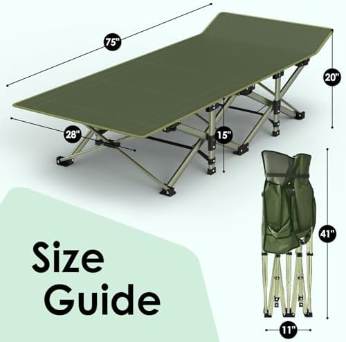 Suteck Camping Cot, Folding Camp Bed for Adults with Soft Thicker Cushion - Image 2