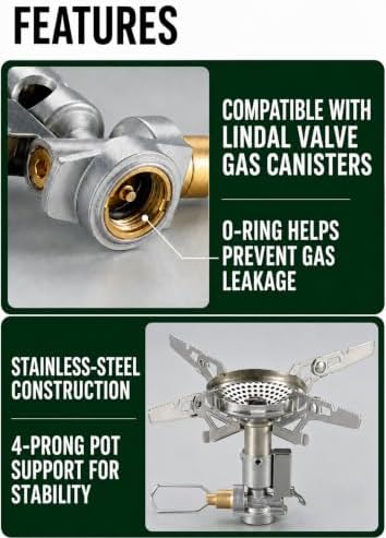 CAMPINGMOON Canister Top Stove Portable Compact Foldable w/Micro Regulator w/4Flex w/igniter XD-2F (Silver) - Image 5