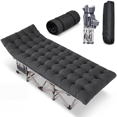 Camping Cot for Adults 800 LBS, 75"x28" Heavy Duty Folding Cot Bed with 2" Thick Detachable Pad & 1200D Oxford, Sleeping Cot for Camping & Guest Bed - 10-Second Setup by Harigal