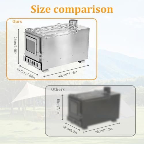 unho Stainless Hot Tent Stove： Prevent rusting 15in with 6 Chimney Pipes - Image 4