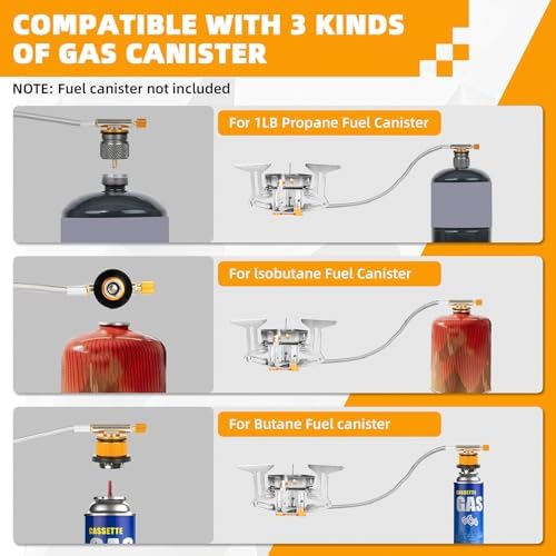 9900W Windproof Camping Gas Stove, Portable Camping Stove with Piezo Ignition, 1LB Propane Tank Adapter, Butane Adapter for Outdoor Cooking, Picnic, Camping and Hiking - Image 7