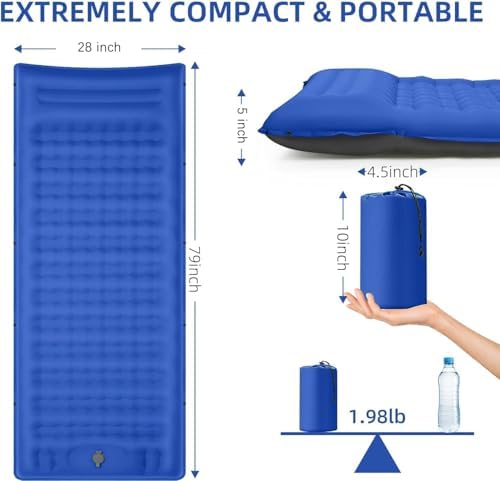 FNARMW Extra Thick Camping Sleeping Pad with Built-in Pillow & Foot Pump - Image 3