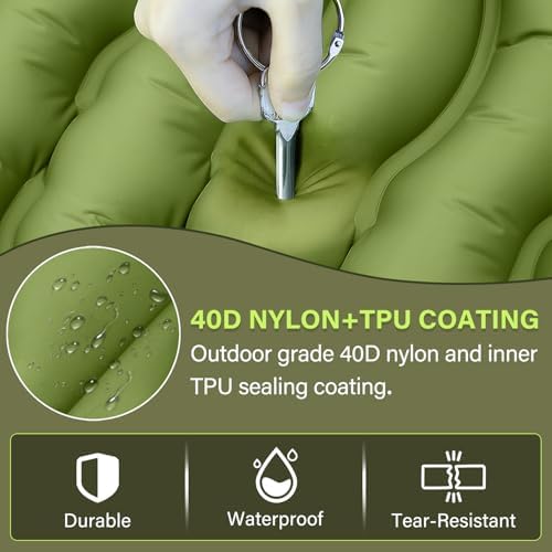 FUN PAC Camping Sleeping Pad, Ultralight Camping Mat with Pillow, Built-in Foot Pump Inflatable Sleeping Pads Compact for Camping Backpacking Hiking Traveling Tent,Single,Green - Image 4