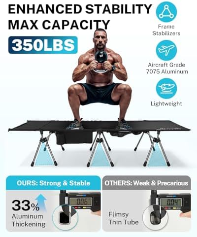 Gonex Camping Cot with Adjustable Height, Portable Folding Cot for Adults - Image 4