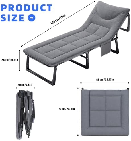 Folding Camping Cot for Adults,Adjustable Sleeping Cot with Mattress - Image 2