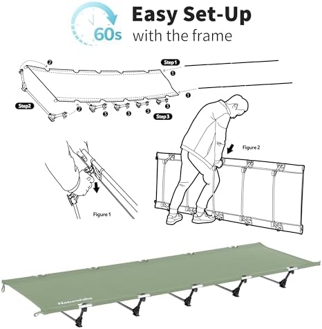 Naturehike GreenWild Camping Cot, Ultralight Folding Backpacking Cot, 60-Second Easy Set-Up, Supports 330lbs, Portable Camping Bed for Adults for Camping Hiking Travel Home - Image 6