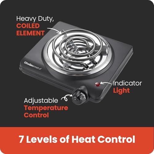 Elite Gourmet ESB100B Single Coiled Burner Hot Plate, Countertop, Black - Image 3