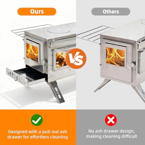unho Stainless Hot Tent Stove Crack-Resistant Ceramic Glass Outdoor camping - Image 4