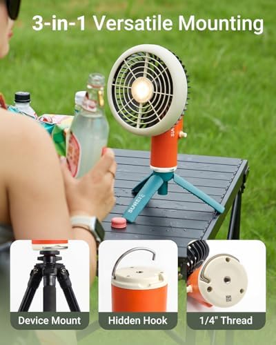 SUNREI 20000mAh Rechargeable Camping Fan, LED Lantern Battery Operated Fan - Image 6