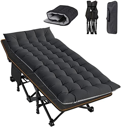 ABORON Camping Cot for Adult 28" Extra Wide, Heavy-Duty 1200D Oxford Cot for Sleeping, Portable Folding Camp Bed with Mat & Carry Bag by ABORON