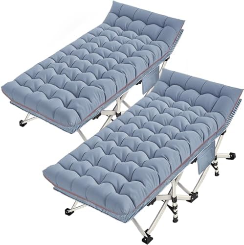 2 Pack 32" Wide XXL Camping Cot with Mattress, Oversize Cots for Adults by NESDCC