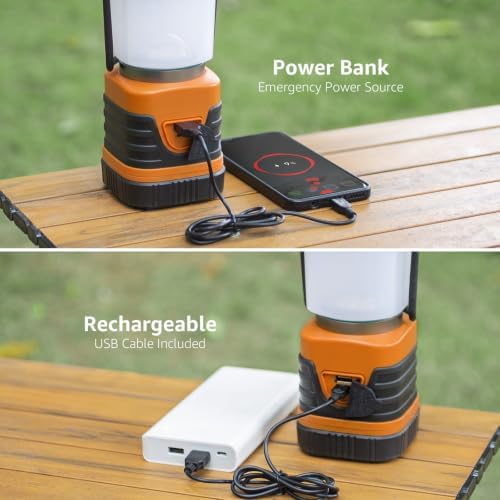 Lepro 1000LM LED Camping Lantern Rechargeable with 4 Light Modes, Orange - Image 4