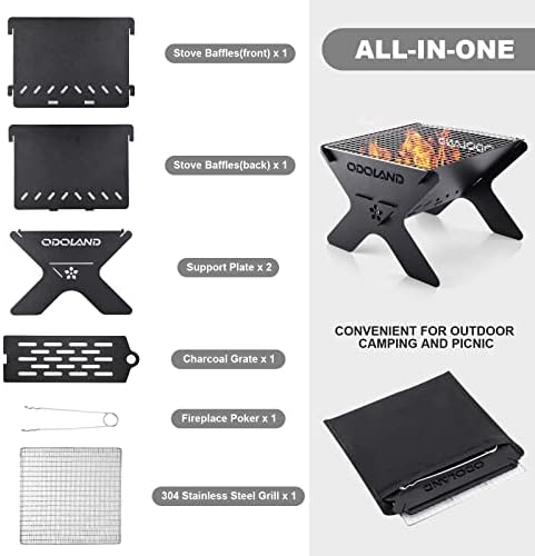 Odoland Portable Folding Charcoal Grills for Outdoor Cooking Bonfire BBQ - Image 2