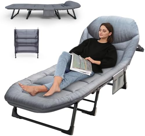 Adjustable Folding Camping Cot with Mattress(L''80in) by Unknown