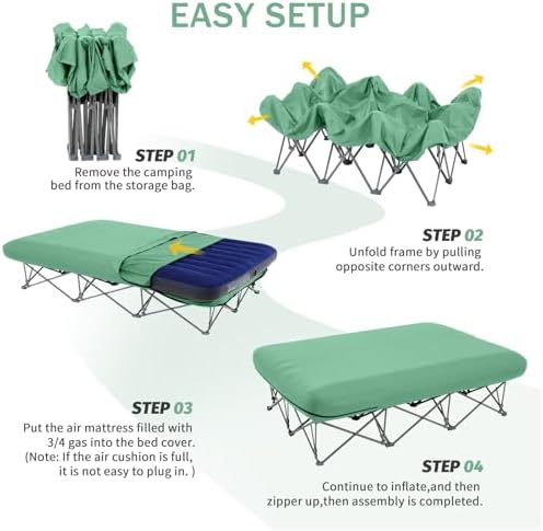 KAMPKEEPER Camping Cot for Adults with Air Mattress, No Air Pump - Image 4