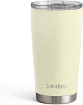 SANDJEST Stainless Steel Tumbler 20 oz, Double Wall Vacuum Insulated Mug with Lid, Travel Coffee Cup for Women Girls Friends Sisters,Birthday Christmas (Butter) by SANDJEST