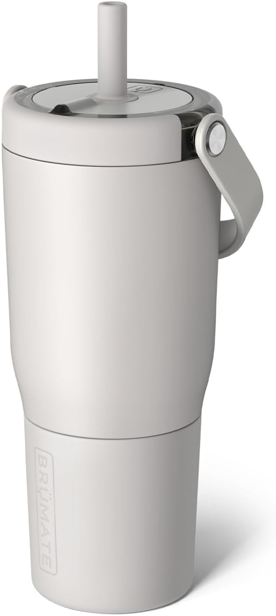 BrüMate Resa 25oz 100% Leakproof Travel Tumbler with Handle & Straw | Flexible SoftSip Straw | Silicone Sleeve for Durability | Stainless Steel | Cup Holder & Travel Friendly Water Bottle | (Dune) by Br%C3%BCMate