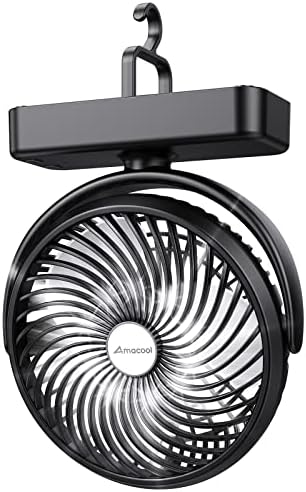 AMACOOL 10000mAh Battery Operated Camping Fan with LED Light-7 inch by AMACOOL