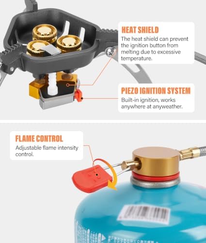 WADEO 7200W Windproof Camp Stove, Camping Gas Stove with Piezo Ignition - Image 3