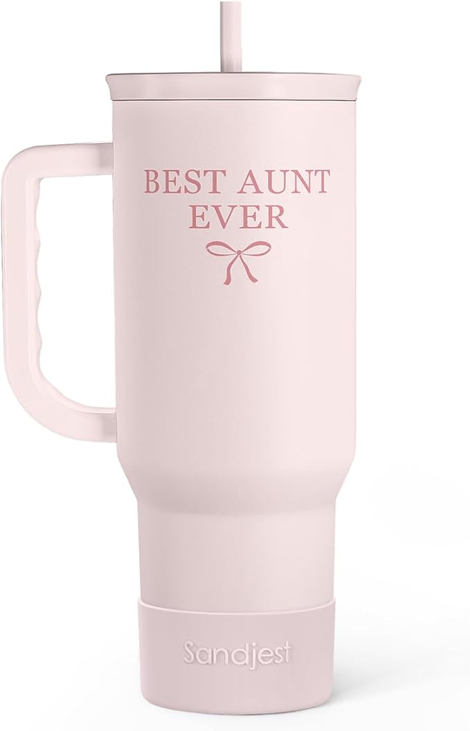 SANDJEST Gift for Aunt - Best Aunt Stainless Steel Tumbler with Handle, Travel Coffee Mug for Moms - Aunts Gifts for Birthday Christmas Mothers Day, 40oz by SANDJEST