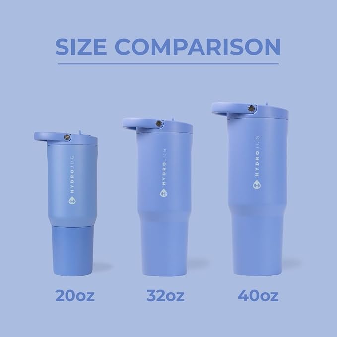 HydroJug Sport - Stainless Steel Tumbler with Straw, Vacuum Insulated, 20oz Leakproof Water Bottle, Ergonomic Design, Reusable, Dishwasher Safe, Rubber Base, Durable for Gym or Outdoors, Light Blue - Image 4