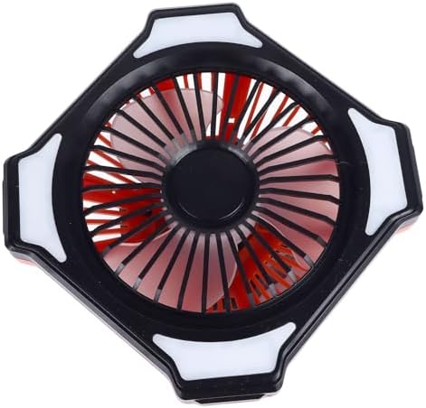 Portable Camping Fan with LED Lantern, 10000mAh Rechargeable Battery Powered Tent Fans for Camping Hanging, Ultra Quiet for Picnic, Barbecue, Fishing, Travel, Home (Black Orange) by FAUOSWUK