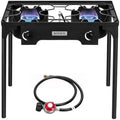 ROVSUN 2 Burner Outdoor Propane Gas Stove with Regulator, High Pressure 150,000 BTU Stand Cooker for Backyard Cooking Camping Home Brewing Canning Turkey Frying by ROVSUN