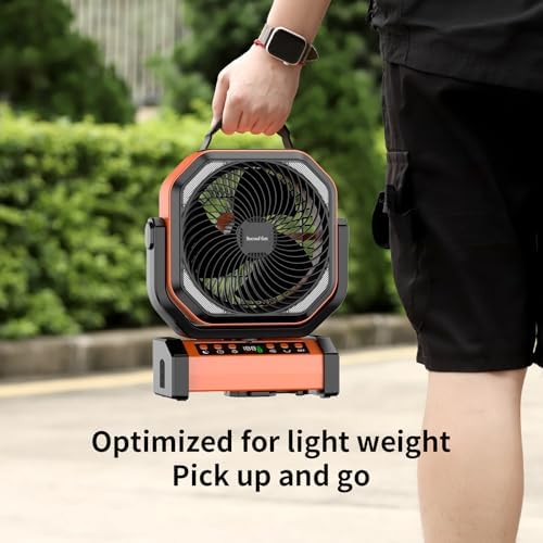 Socool Camping Fan with Light - 20000mAh Rechargeable Battery Fan, 112Hrs Max Run Time, 9 Speeds, Digital Display, Timer, Auto Oscillation, 270° Pivot & Hook for Camping, Power Outage, Hurricane - Image 4