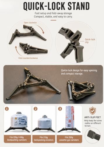 CAMPINGMOON Canister Top Stove 4200W Isobutane Pot Stand OD-4/OD-4-ST (Stove Set + Canister Stand) - Image 6
