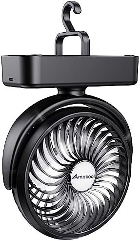 AMACOOL Portable Camping Fan with LED Lantern- 40H Work Time Rechargeable by AMACOOL