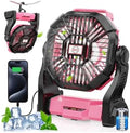 30000mAh Rechargeable Camping Fan with LED Lantern,Portable Battery Powered Outdoor Fan for Bedroom,Camping,Travel,Hiking,Beach,Office,Trave Accessories(Pink) by Unknown