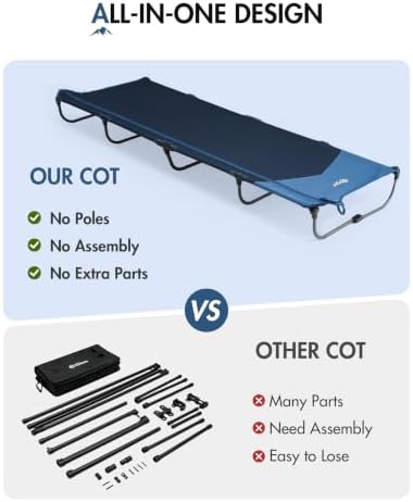 Portal 7.1lb Folding Camping Cot, 20-Sec Setup, Tent-Friendly, 225lb Max - Image 3