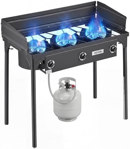 VEVOR 3 Burner Outdoor Propane Gas Stove, Propane LPG Gas Camping Stove, by VEVOR