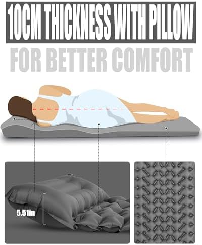 AKSOUL Camping Sleeping Pad Inflatable: Self-Inflating Compact Ultralight Air Mattress Lightweight Pad for Camping Hiking Backpacking Gray - Image 4