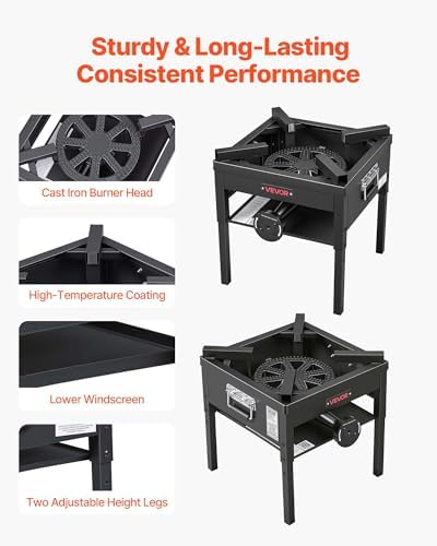 VEVOR 1 Burner Outdoor Propane Gas Stove, Propane LPG Gas Camping Stove, - Image 4