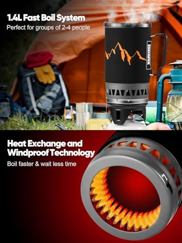 Odoland 1.4L Heat Exchanger Camping Stove Outdoor Camping Cookware - Image 2