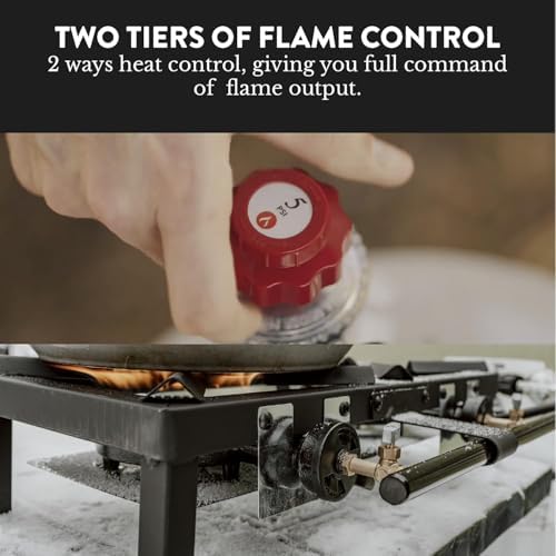 GasOne High Pressure Double Propane Burner - Outdoor Cooking with Heat Shield and Guard – Propane Burner Head for Camping, Tailgating, Seafood Boil, Home Brewing - Patent Pending - Image 4